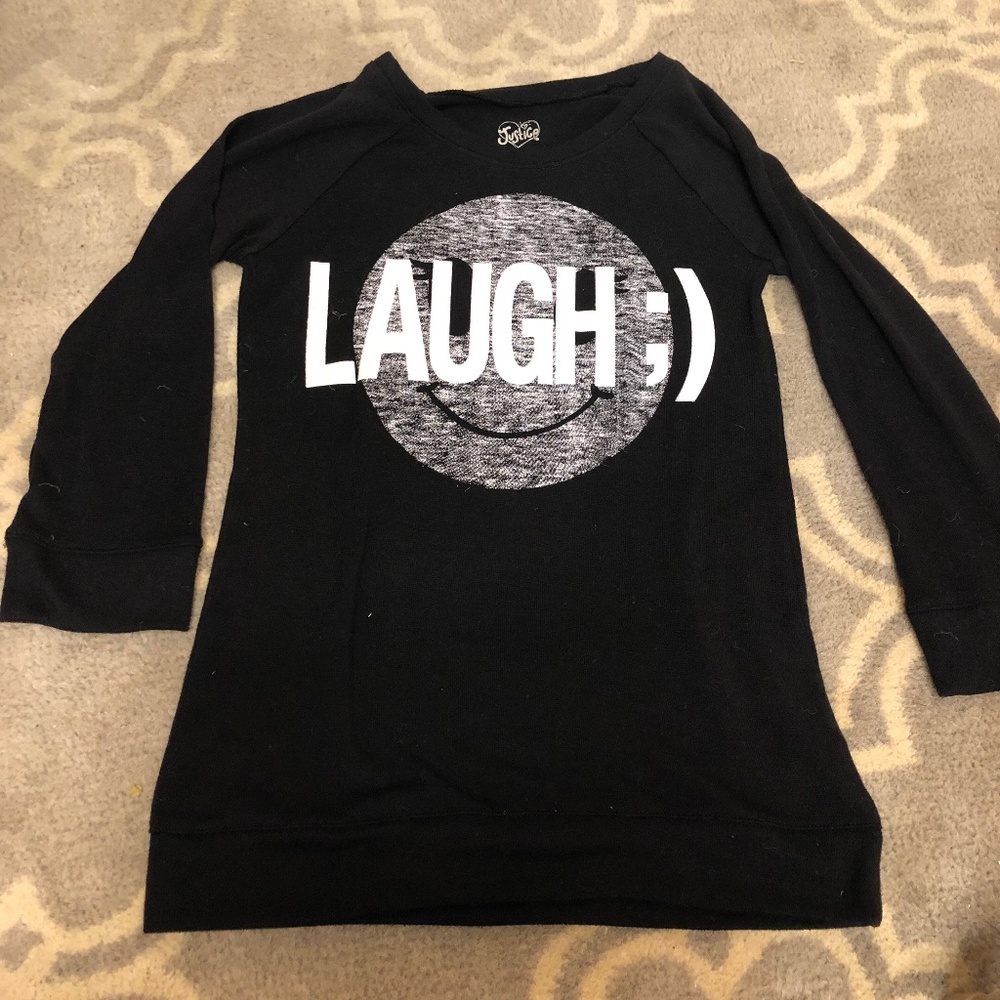 Girl's Justice Glitter Laugh & Emoji Long Sleeve